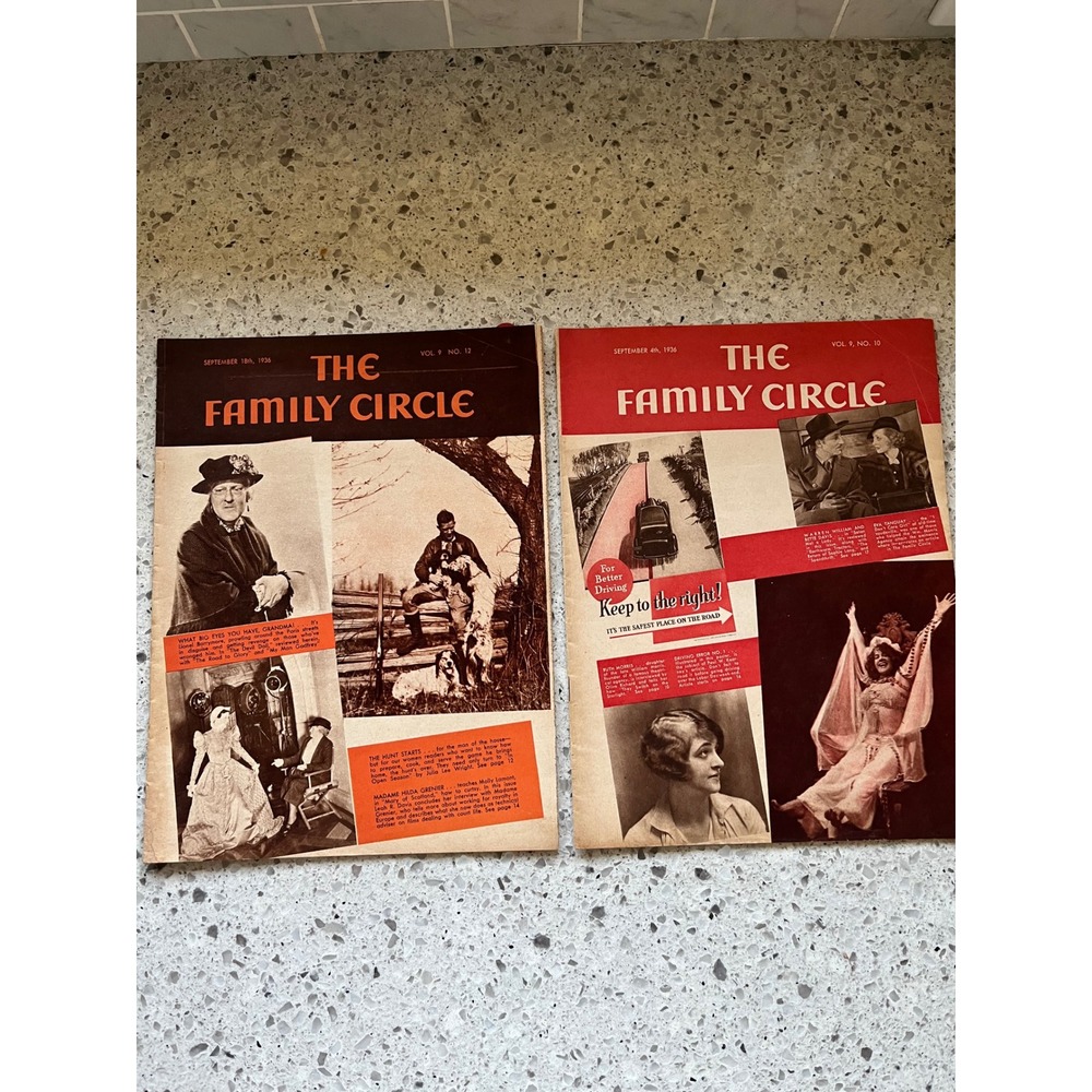 Vintage 1936 The Family Circle Magazine Lot of 2 September Issues Bette Davis
